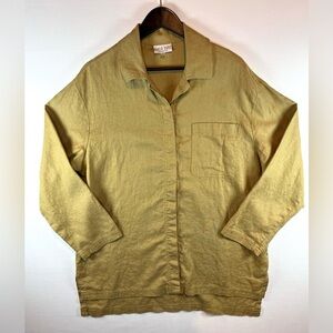 David Dart VTG women’s tunic top sz XL button down long sleeve 100% linen USA